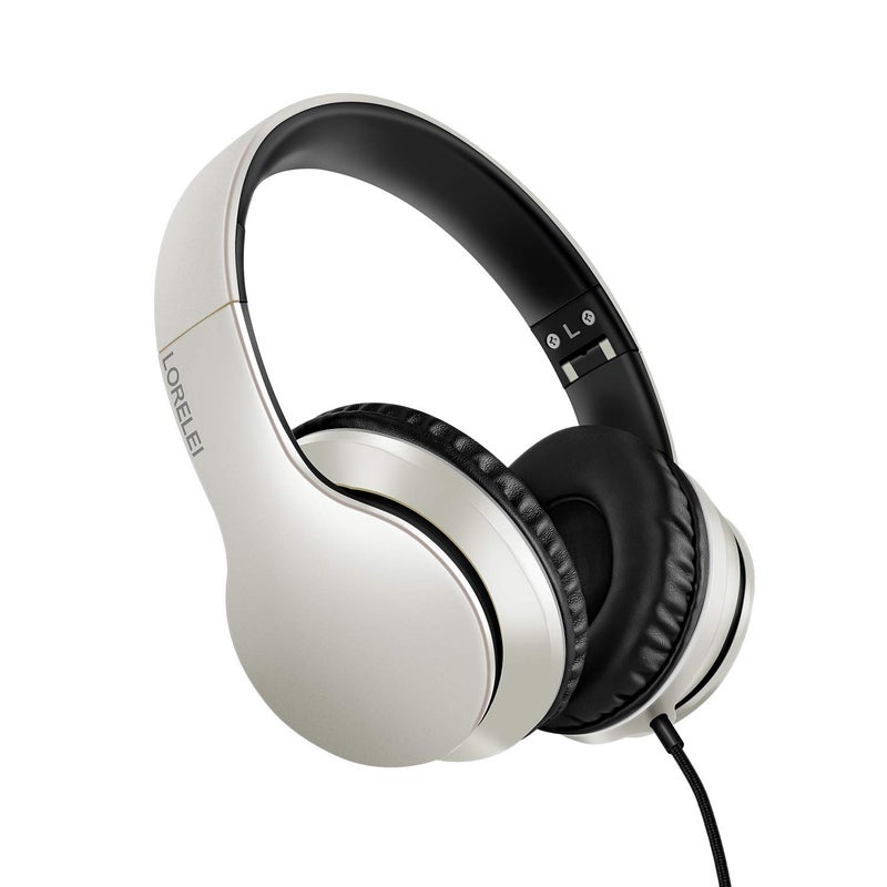 LORELEI X6 Over-Ear Headphones With Microphone, Lightweight Foldable & Portable Stereo Bass With 1.45M No-Tangle, Wired for Smartphone Tablet MP3/4 - Image 1